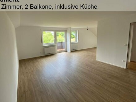 Sanierte 5 Zimmer DG-Wohnung mit 2 Balkonen inkl. Küche