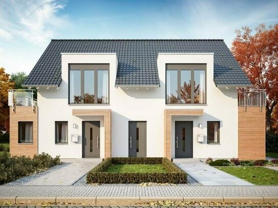 Neubau-Doppelhaus: Doppelter Wohnkomfort in grüner Oase