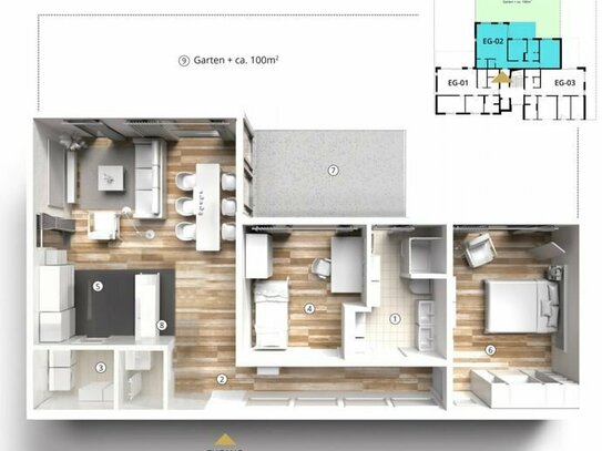 Erstbezug in schöne große Neubauwohnung mit Gartenanteil