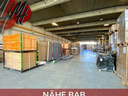 NÄHE BAB - VIELSEITIG NUTZBAR - Lager (1.500 m²) mit kleinem Büro (100 m²) & Freilager (1.000 m²)