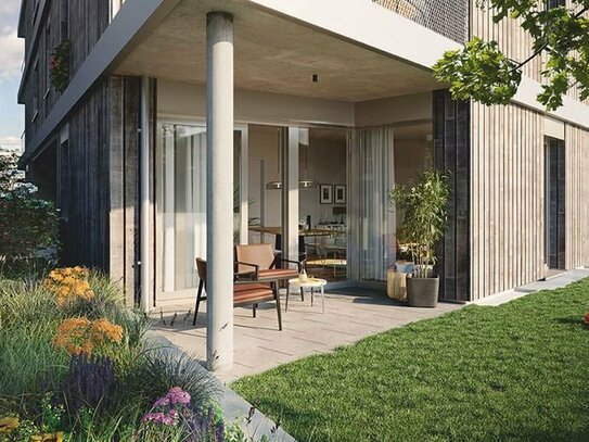 2 Zimmer-Wohnung mit durchdachtem Wohnkomfort in attraktivem Neubau-Quartier + Garten!