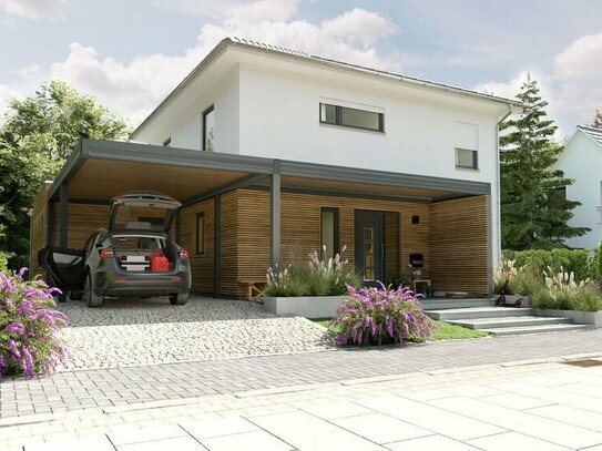 Modernes Haus mit moderner Carport-Lösung!