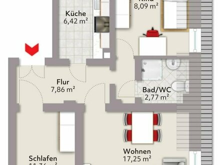3-Zimmer-Wohnung im Dachgeschoss in Freital