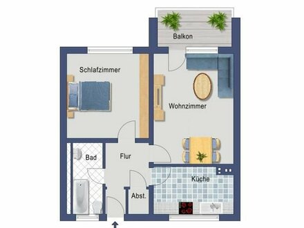 Sanierte Zweizimmer-Eigentumswohnung mit Balkon zur Kapitalanlage - provisionsfreier Verkauf