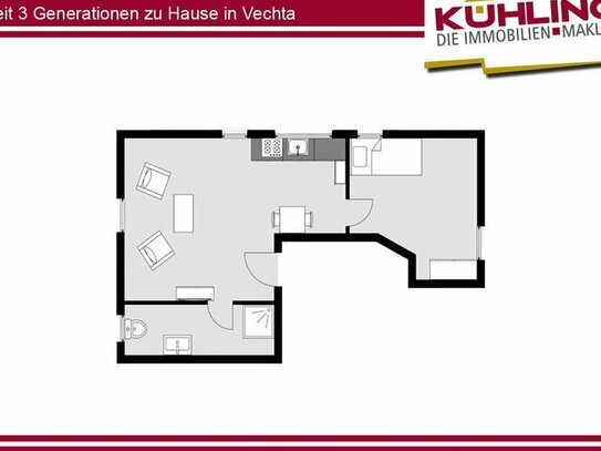 ** Möblierte 2 Zimmer Wohnung im Dachgeschoss **