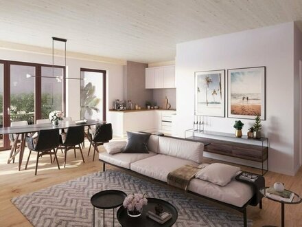 Familienoase: 3-Zimmer-Wohnung mit 2 Balkonen und großzügiger Wohnküche im zertifizierten Holzhybridhaus (KfW 40 NH mit…