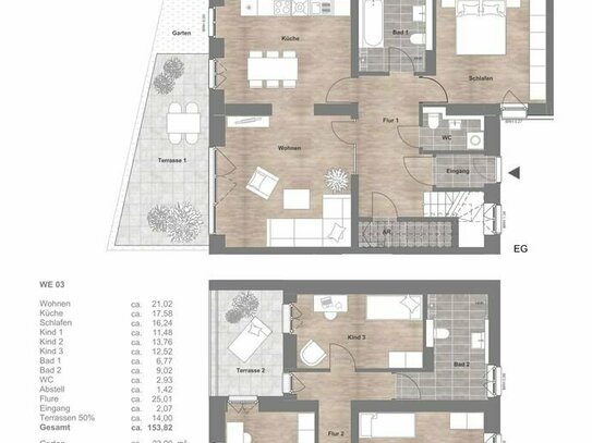 WE03: Förderfähig!!! 154m² mit Privatgarten, modernes Bad, Parkett und bodentiefe Fenster