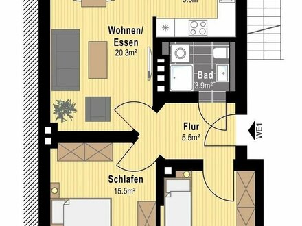 2 Balkone, gut geschnittene 3-Zimmer-Wohnung in neu renoviertem Haus.