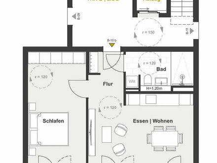 B-10 2.Obergeschoss 2-Zimmer Etagenwohnung mit Balkon