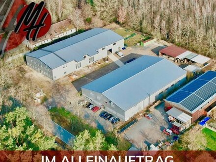 IM ALLEINAUFTRAG - Grundstück (10.000 m²) mit Lager (2 x 1.300 m²) & Büro (2 x 600 m²)