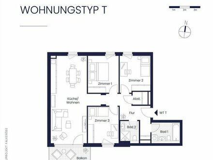 Moderne 4-Zimmer Traumwohnung mit Einbauküche, Tiefgaragenstellplatz u. Balkon (Erstbezug)