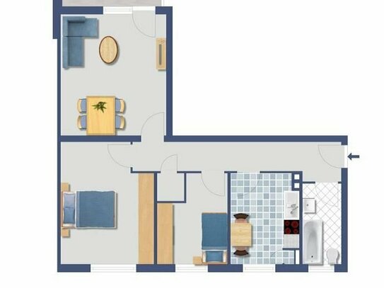 Naturnahes Wohnen - inkl. Balkon, zweckmäßige 2,5 Zimmer Wohnung, als WG vermietet, provisionsfrei