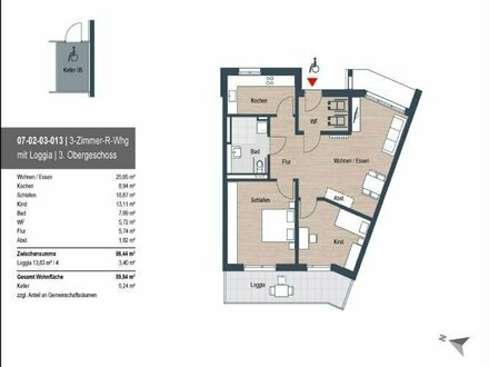 Rollstuhlgerecht! 3-Zimmer | Neubau | nur mit Wohnberechtigungsschein (mit Förderung 496.-€ eff. Kaltmiete)