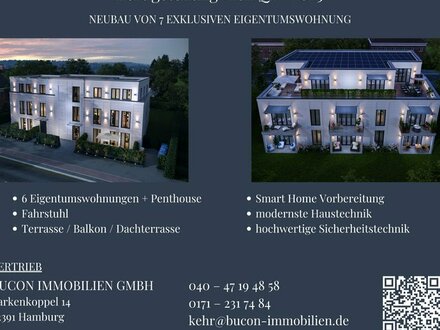 Baustart ist erfolgt! NEUBAU OG mit Fahrstuhl & Balkon - zauberhafte Wohnungen im Zentrum Wellingsbüttel zu verkaufen