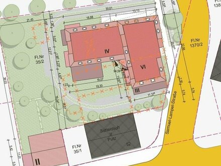 Baugrundstück für Mehrfamilienhaus + Doppelhaus mit ca. 2130 m² Wohnfläche!