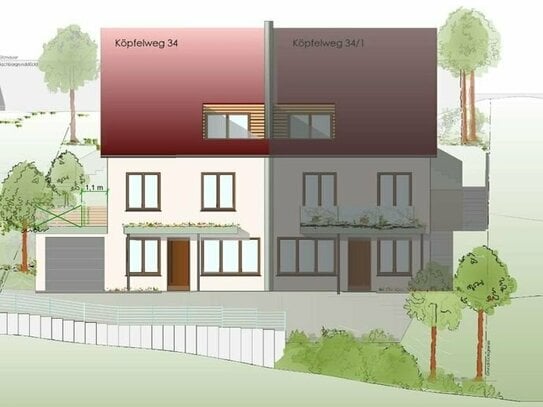 Grundstück mit Baugenehmigung für ein Doppelhaus mit ELW