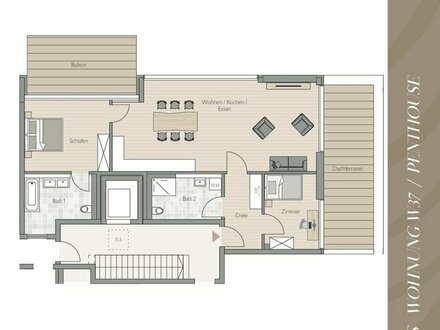 WEITBLICK | W37 | 3-Zi-Neubauwohnung im Penthouse mit N/O-Ausrichtung