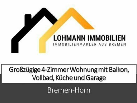 HB-Horn: Gepflegte 4-Zimmer Wohnung mit Balkon, Einbauküche, Keller und Garage