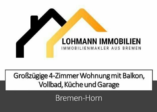 HB-Horn: Gepflegte 4-Zimmer Wohnung mit Balkon, Einbauküche, Keller und Garage