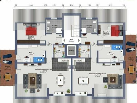 Provisionsfrei-Neubau KFW 55 -Moderne, repräsentative Dachgeschosswohnung in guter Lage von Fürth für gehobene Ansprüche