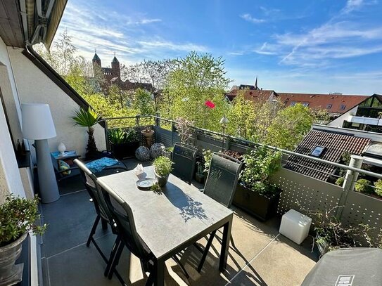ETW mit Aussicht und rund 138 m² Wfl. - Nibelungenviertel - Loggia, Balkon und Balkon-Terrasse mit Blick über die Däche…