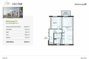 schöne 2 Zimmer Neubauwohnung in KfW 40 Qualität