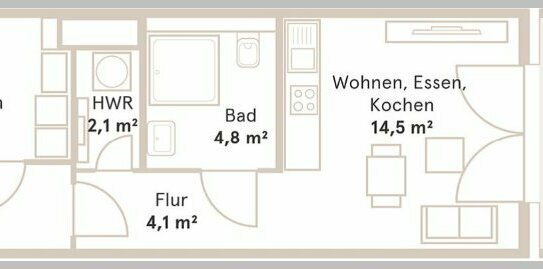Erstbezug modernen 2-Zimmer-Neubauwohnung mit EBK und Stellplatz (3.OG)