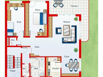 EG-Einheit mit Garage und separatem Gartengrundstück (908 m²) zu verkaufen