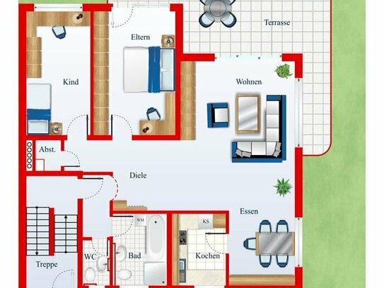 EG-Einheit mit Garage und inkl. separatem Gartengrundstück (908 m²) zu verkaufen