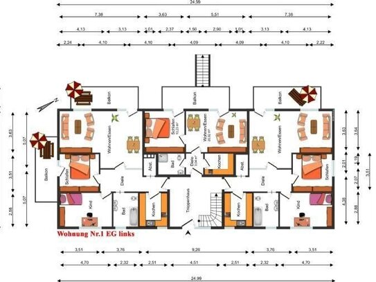 **TOP geschnittene und sehr helle 3 Zi.-Wohnung mit zwei überdachten Terrassen auf der Süd- und Westseite! Mit PKW-Stel…