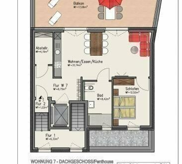 Rihm - Andres ab 01.06.24 / Traumhaftes Penthouse mit 2 Zimmern / Aufzug / Dachterrasse / Stellplatz