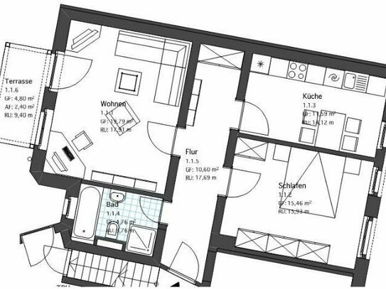 herrliche 2-Raum Wohnung im Erdgeschoss mit EBK und Südbalkon