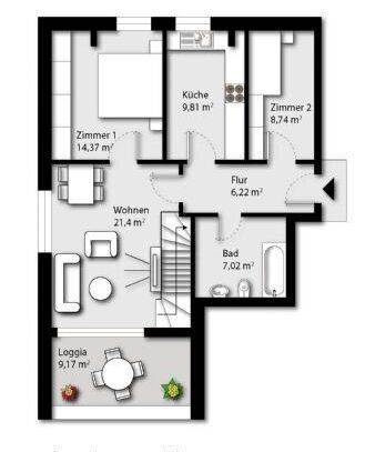 Gemütliche und helle 3 Zimmer-Neubauwohnung mit großer Loggia und 24 m² Ausbaureserve