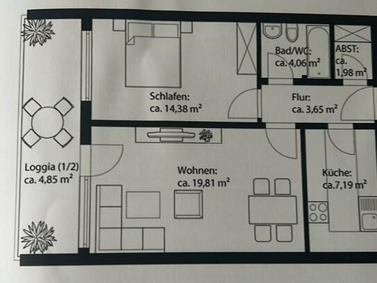 Zwei Zimmerwohnung mit Balkon , Gauting