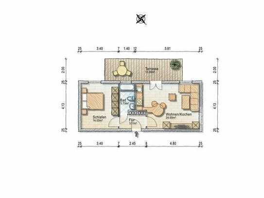 BI-Brake - 2024 vollständig saniert- offener Wohn-Ess-Koch- Bereich, Schlafzimmer, Bad, Terrasse, Parkplatz, Keller - b…