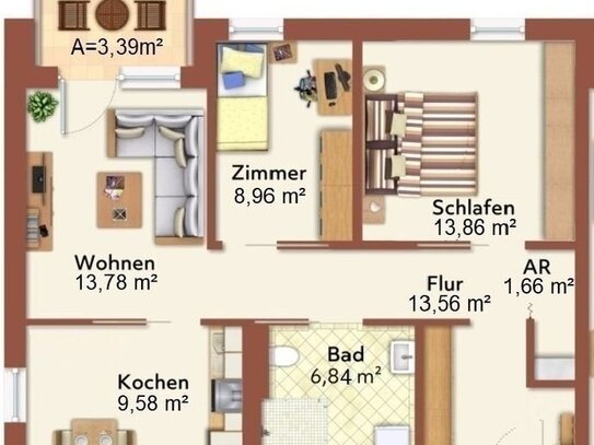 Seniorenzentrum Velden - pflegegerecht möblierte 3-Zimmer Wohnung mit Balkon - Selbstbestimmtes Wohnen