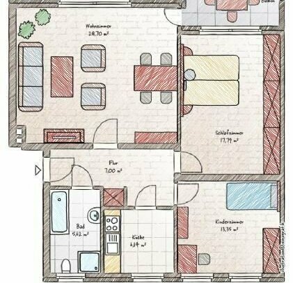 Gemütliche 3-Zimmerwohnung mit Balkon, Mansardenzimmer und großen Keller in ruhiger Lage