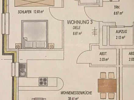 Renovierte, seniorengerechte 3-Zimmer Wohnung mit Balkon im 1. Stock im Zentrum von Langwedel, inkl. eigenem Stellplatz