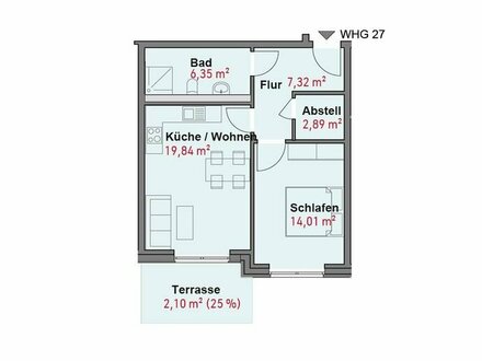 Wohnungstyp 2, Wohnung 27, Haus 1