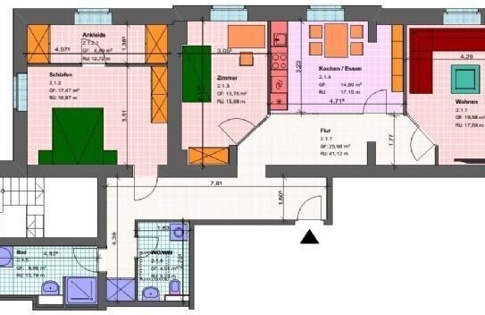 3-Raum Wohnung mit Gäste-WC und Ankleideraum