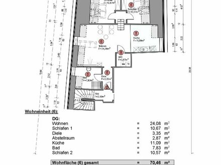 Schöne Dachgeschoss-Wohnung - 76,01 m² - 3 Zimmer