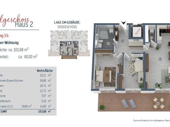 Ideal geschnittene 3-Zimmer-Gartenwohnung