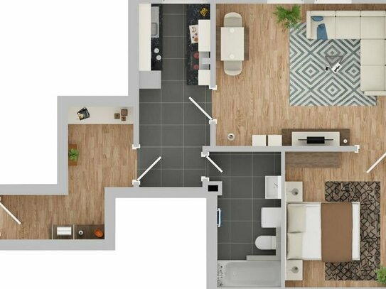 2-Raum-Wohnung mit neuem, modernen Bad
