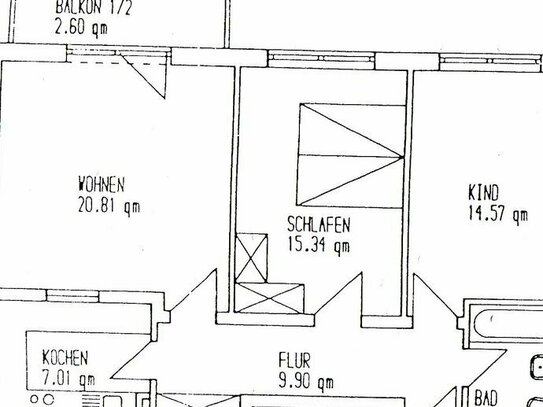 3 Raumwohnung mit Balkon und Tiefgaragenplatz in zentraler Lage