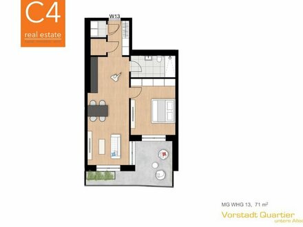 Moderne 2-Zimmer- Wohnung mit sonnigem Balkon