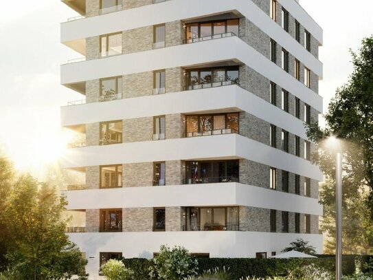 2-Zimmer-Wohnung mit Blick auf die Skyline und Loggia mit modernster Verglasung