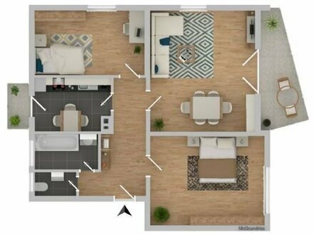 Charmante 3 Zimmer-Wohnung mit zwei Balkonen