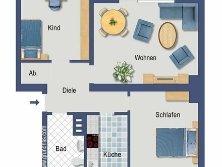 Vermietete Wohnung für Kapitalanlager: 3 Zimmer Wohnung in Mülheim