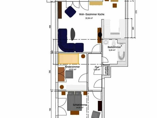Gepflegte 3,5-Zimmer-Hochpaterre-Wohnung zentrumsnah mit EBK in BB