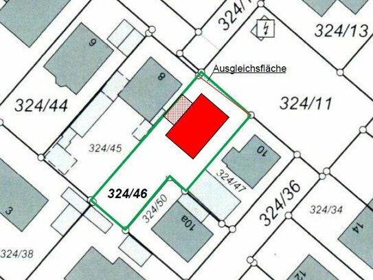 Grundstück in ruhiger Lage mit sonniger S-W-Ausrichtung mit vorhandener Baugenehmigung für ein EFH